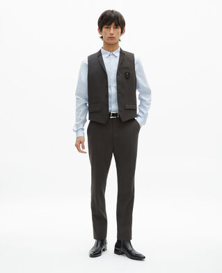 The Kooples MEN BLACK GREY black micro check wool blend suit vest