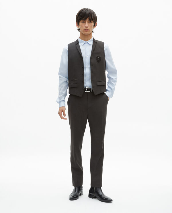 The Kooples HOMME BLACK GREY gilet de costume en laine mélangée micro carreaux noir