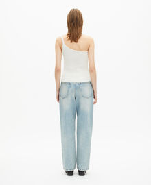 The Kooples FEMME ECRU débardeur asymétrique côtelé écru
