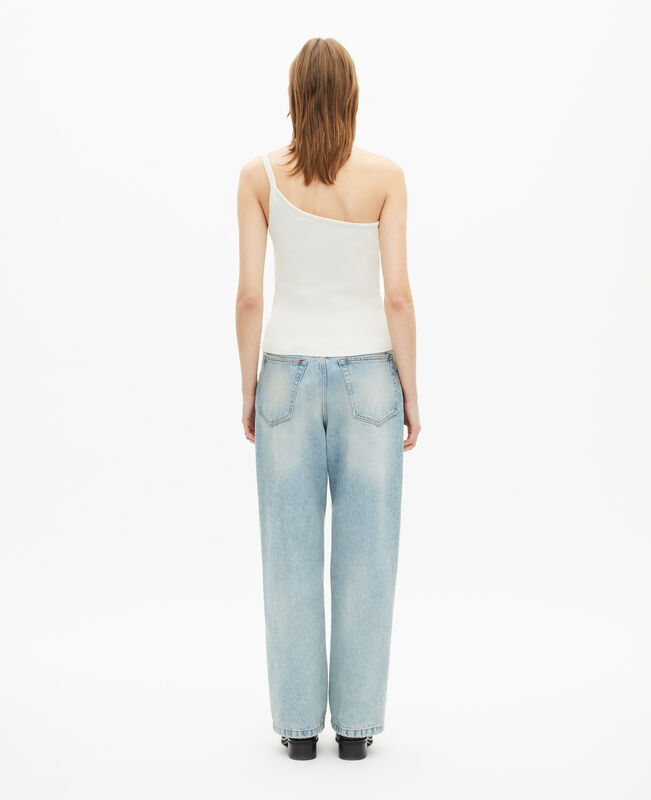 The Kooples FEMME ECRU débardeur asymétrique côtelé écru