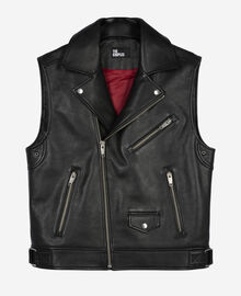 The Kooples HOMME BLACK blouson sans manches en cuir noir