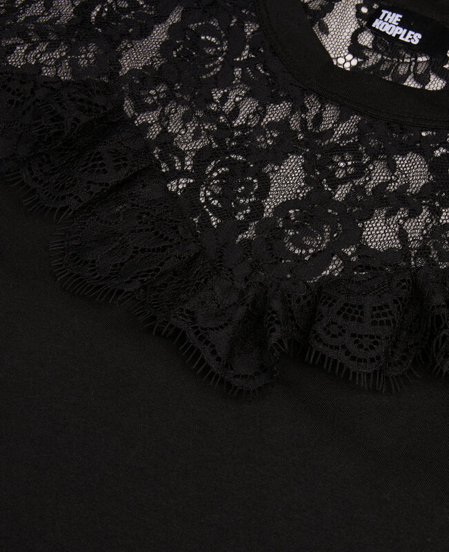 The Kooples FEMME BLACK t-shirt avec dentelle noir
