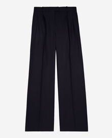 The Kooples FEMME NAVY pantalon droit en coton et lin marine