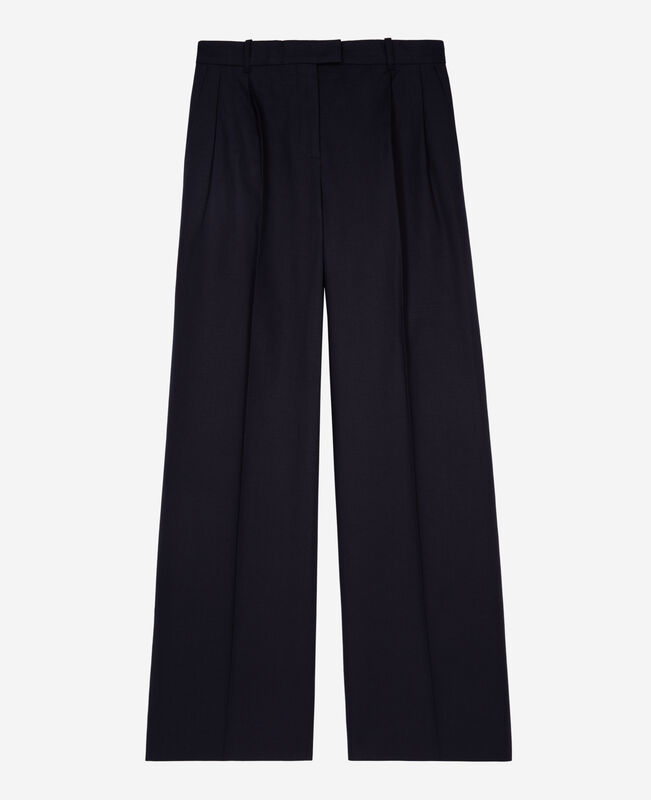 The Kooples FEMME NAVY pantalon droit en coton et lin marine