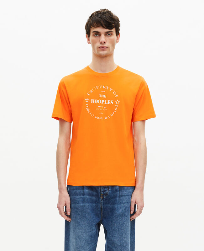 The Kooples HOMME ORANGE t-shirt avec sérigraphie orange
