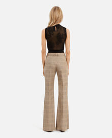 The Kooples FEMME BEIGE-BROWN pantalon flare en laine prince de galles