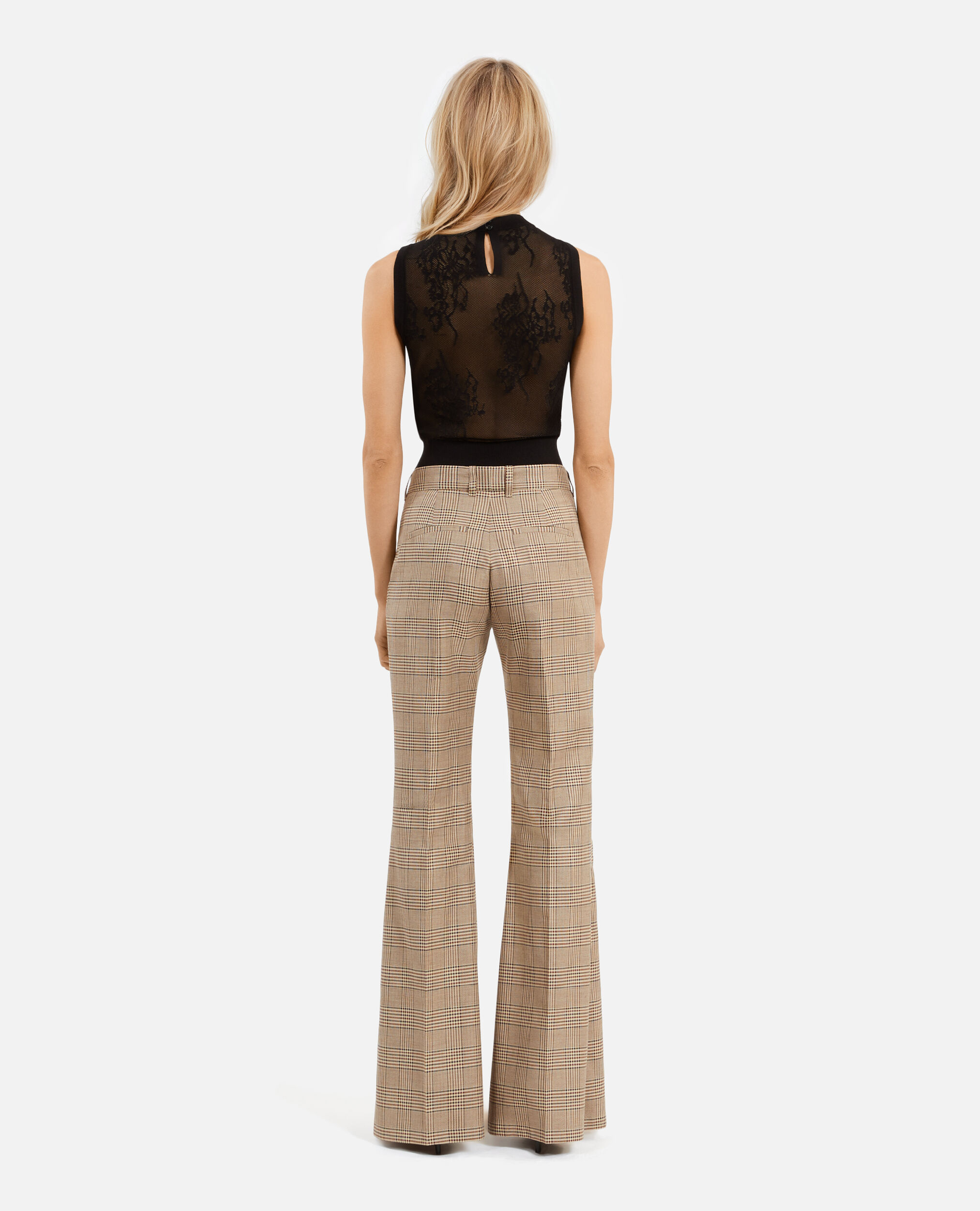 Pantalon flare en laine Prince de Galles, BEIGE-BROWN, hi-res image number null