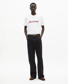 The Kooples HOMME BLACK WASHED jean baggy effet côtelé noir