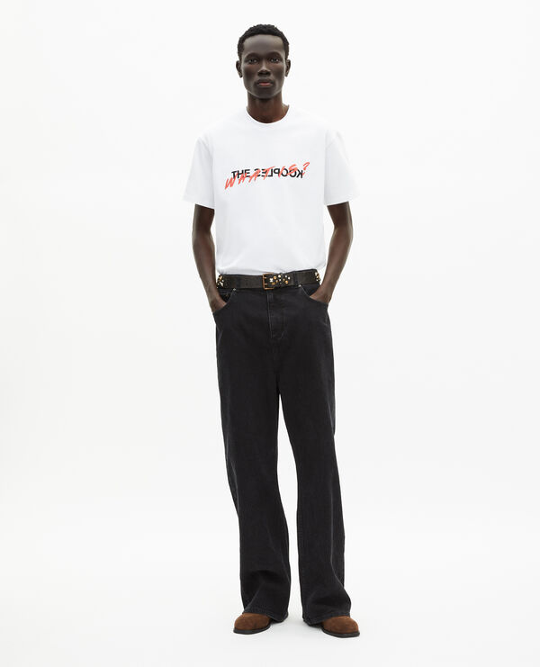 The Kooples HOMME BLACK WASHED jean baggy effet côtelé noir