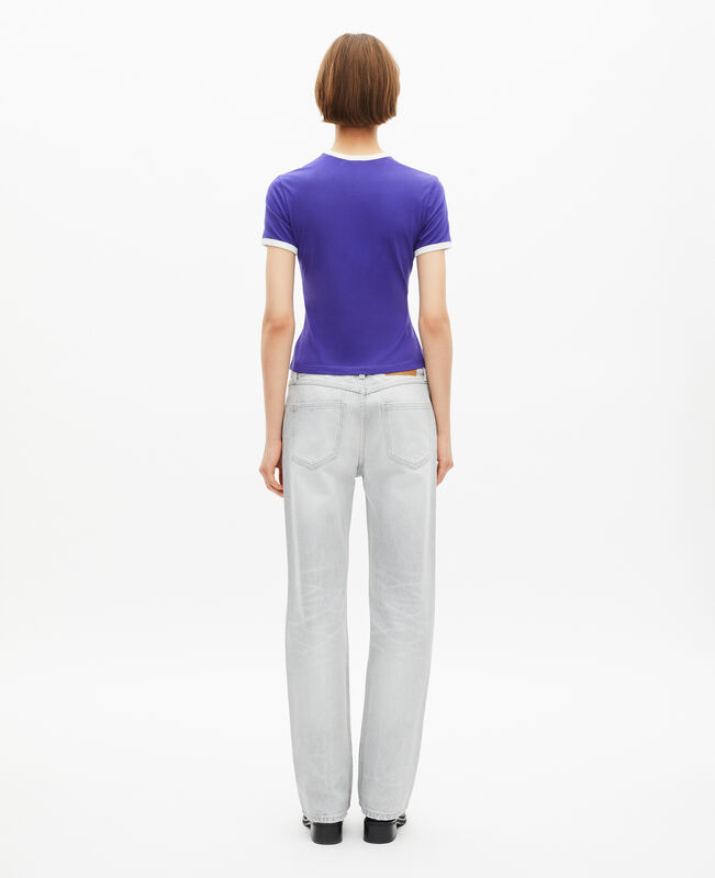The Kooples FEMME ELECTRIC BLUE t-shirt avec sérigraphie violet
