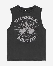 The Kooples FEMME BLACK WASHED débardeur avec sérigraphie noir délavé