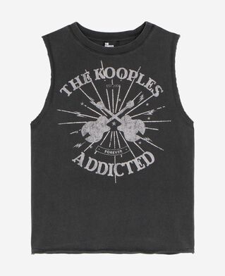 The Kooples WOMEN BLACK WASHED tank top with faded black screen print