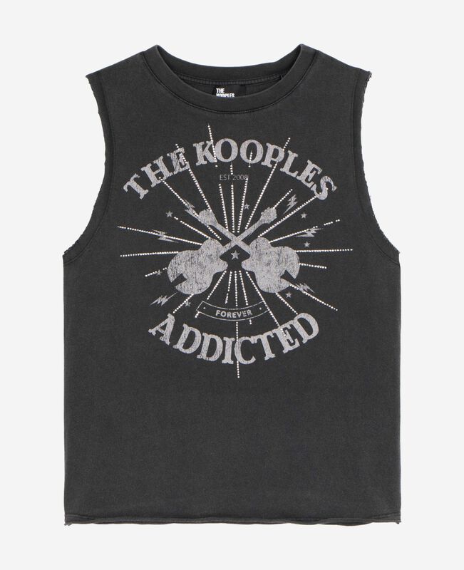 The Kooples FEMME BLACK WASHED débardeur avec sérigraphie noir délavé