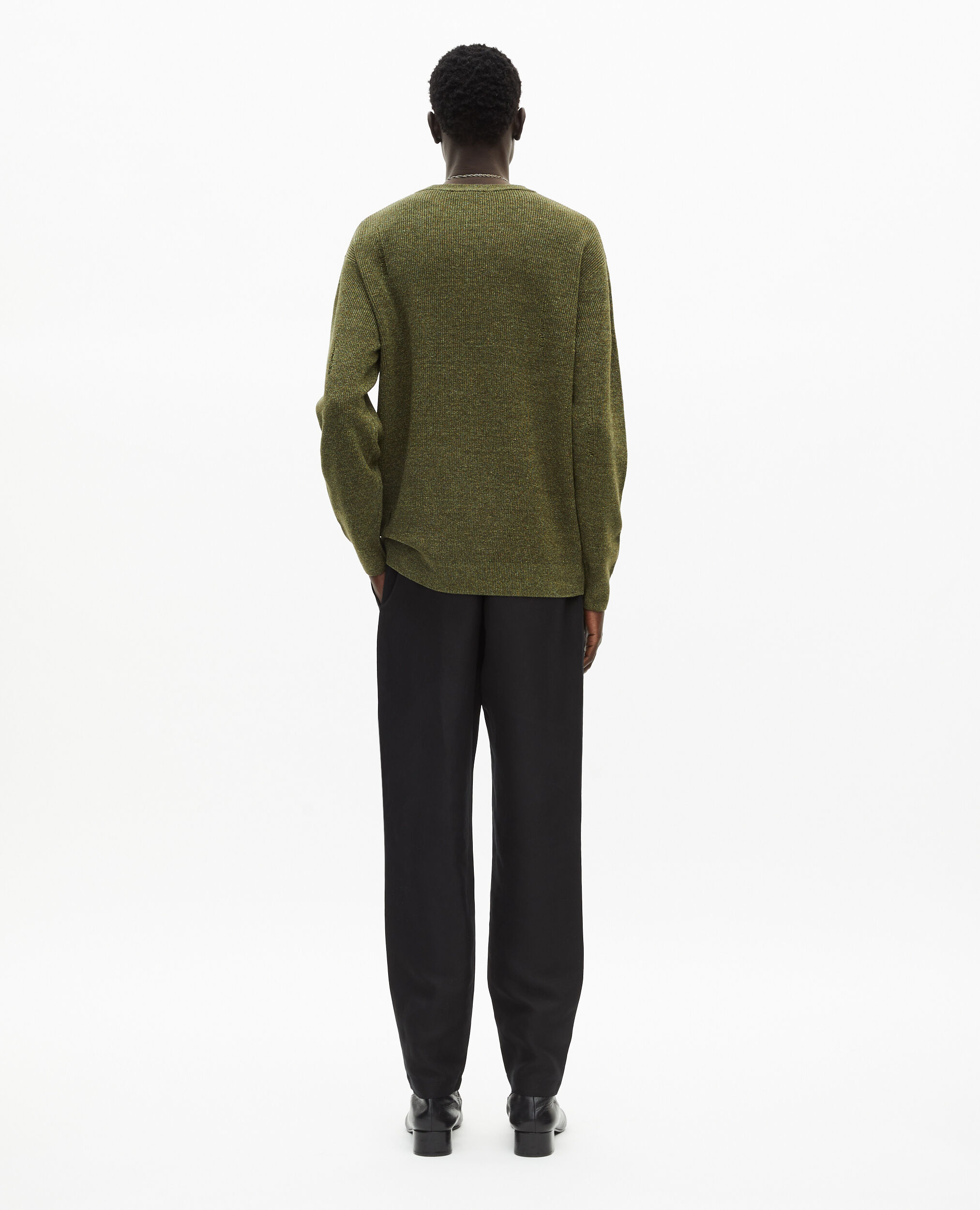 Pull en laine et lin kaki, OLIVE KAKI, hi-res image number null