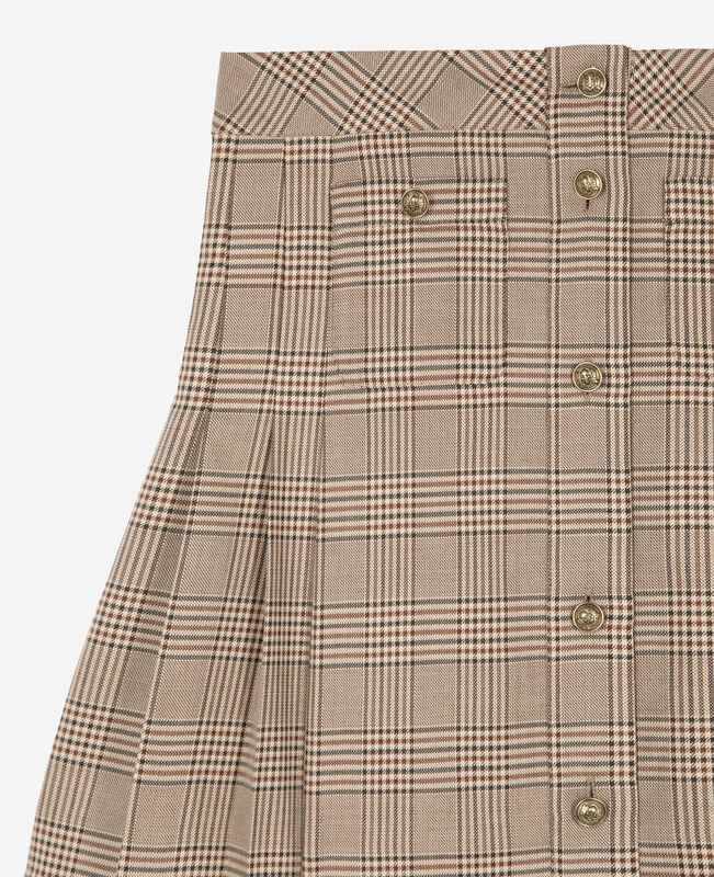 The Kooples FEMME BEIGE-BROWN jupe courte prince de galles beige