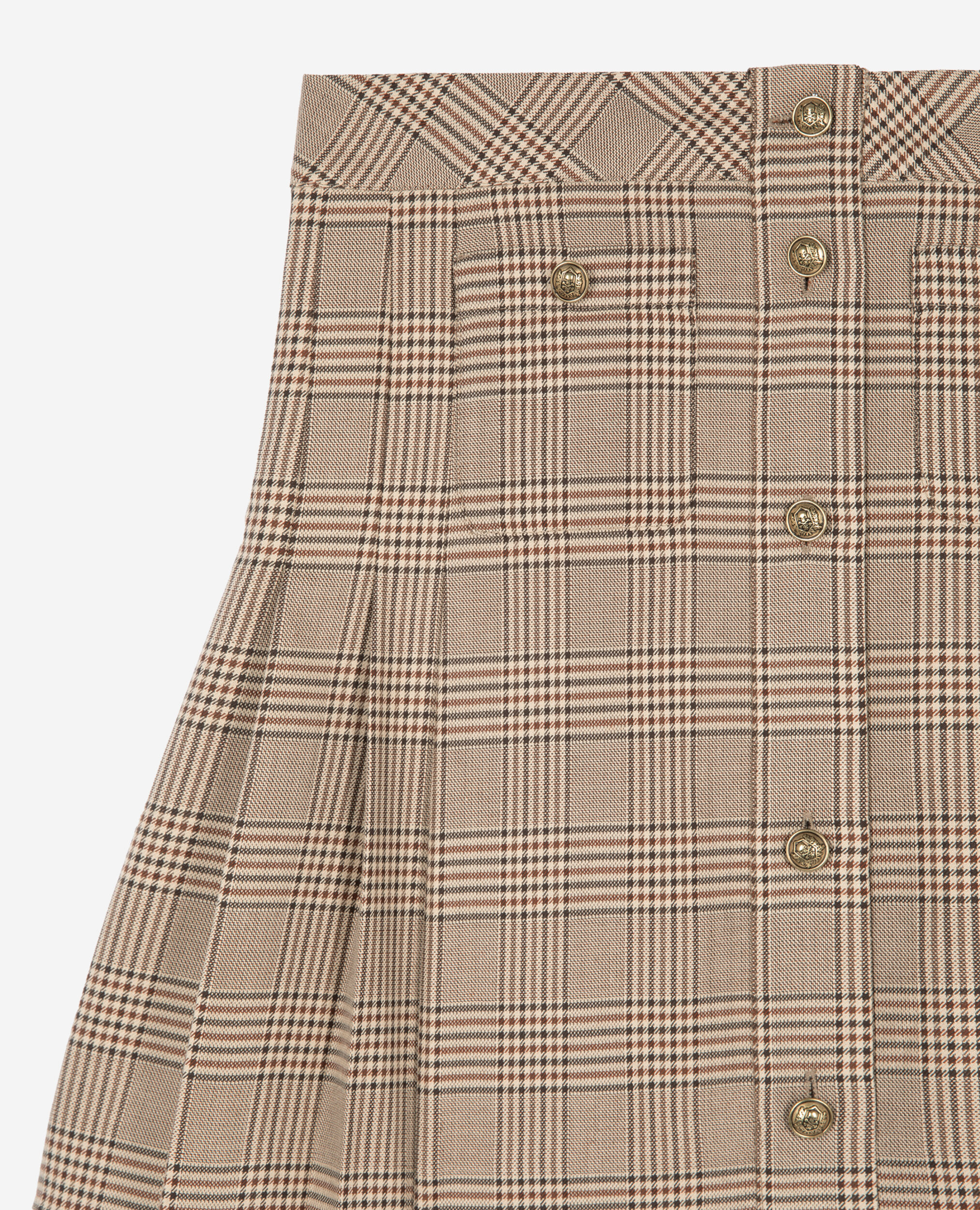 Jupe courte Prince de Galles beige, BEIGE-BROWN, hi-res image number null