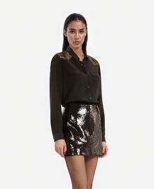 The Kooples FEMME BLACK chemise en soie avec dentelle noire