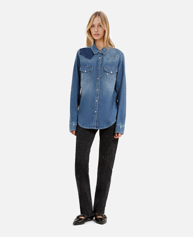 The Kooples FEMME USED chemise en denim bleue