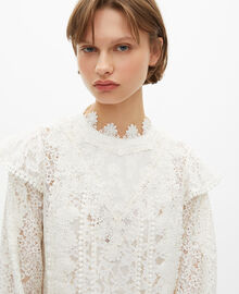 The Kooples FEMME ECRU robe courte manches longues en dentelle écrue