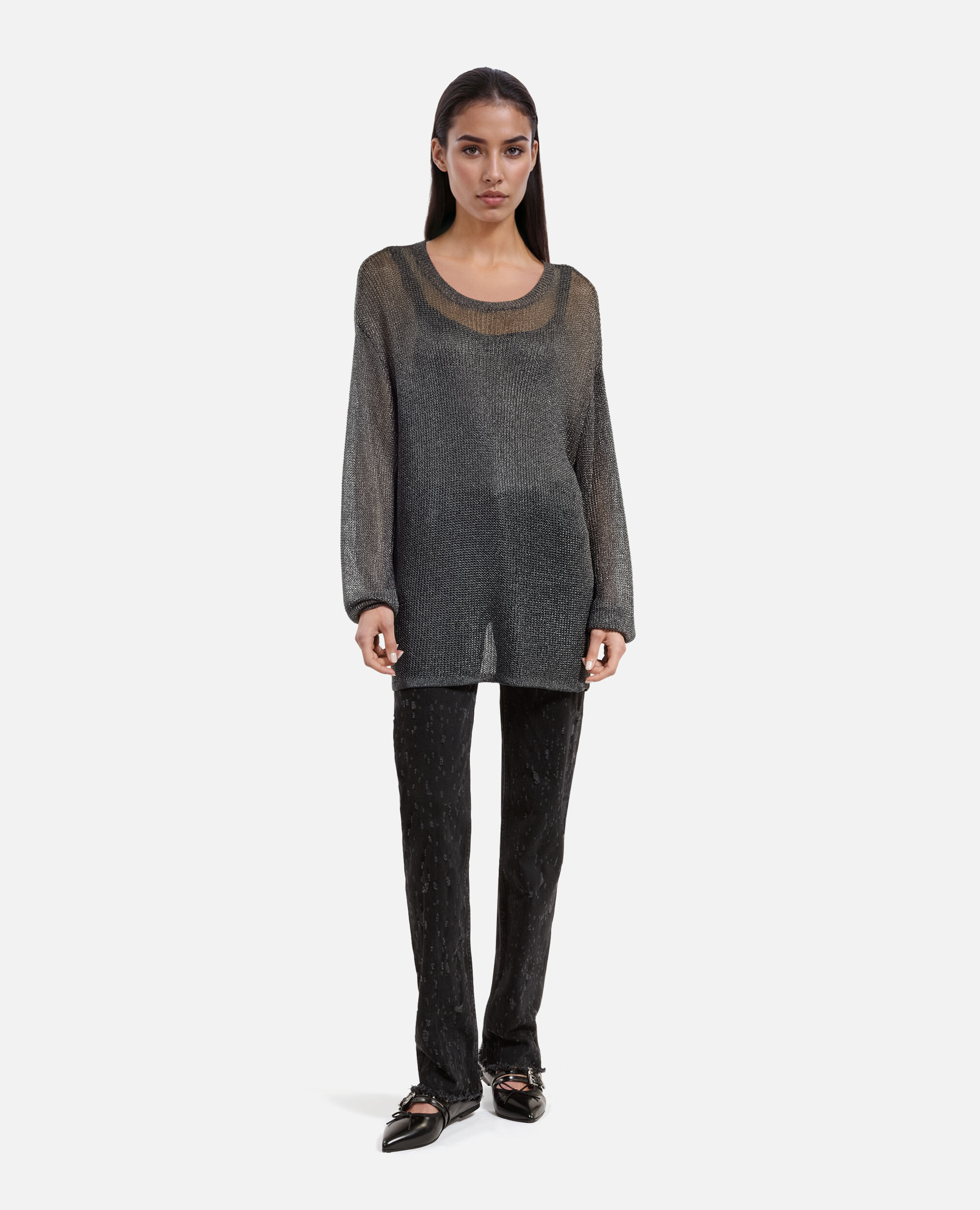 Pull effet cotte de maille gris, GREY SILVER, hi-res image number null