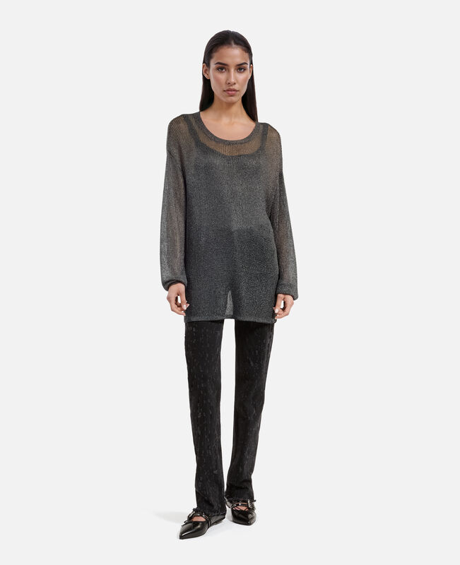 The Kooples FEMME GREY SILVER pull effet cotte de maille gris