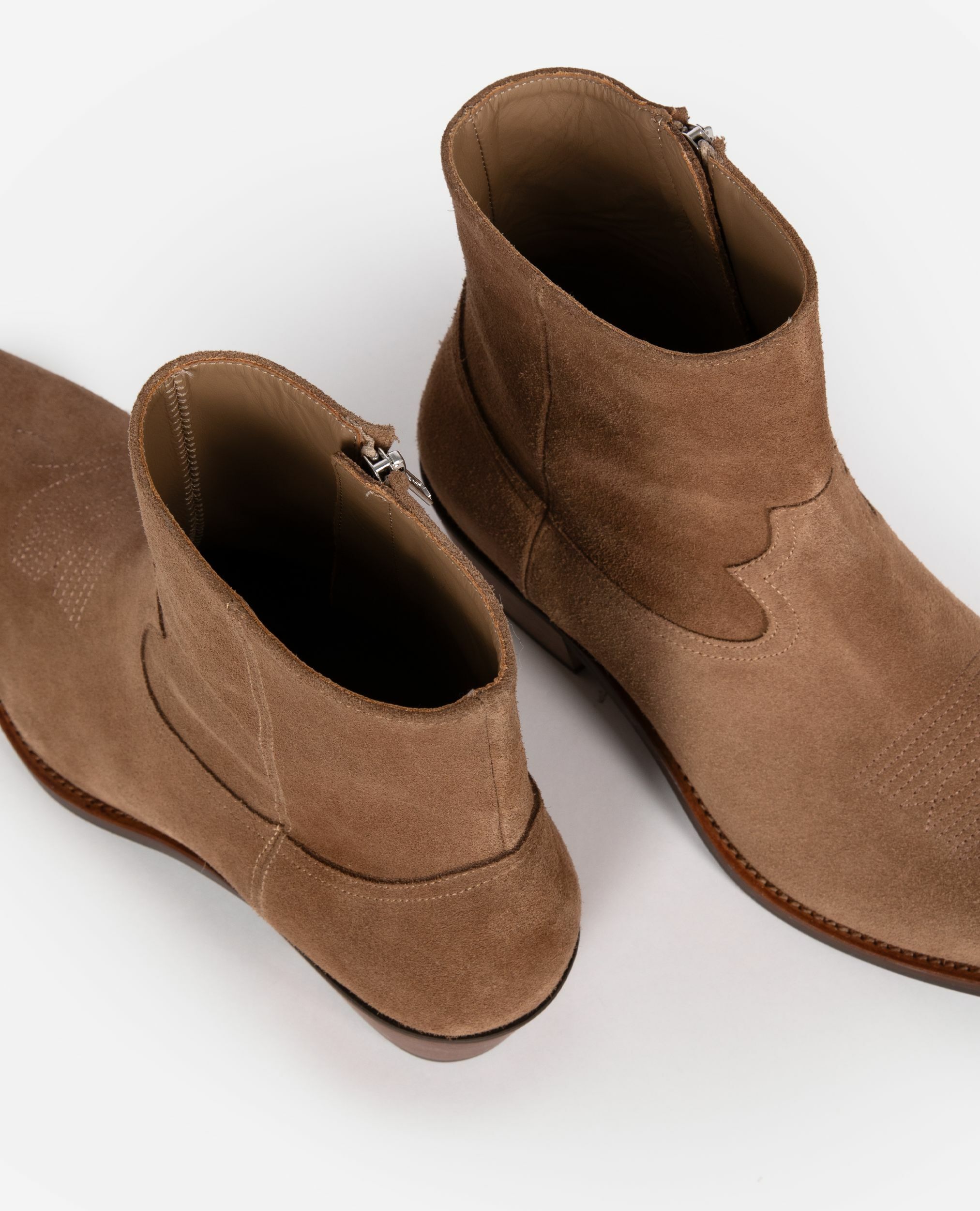 Bottines western en cuir marron, BROWN, hi-res image number null
