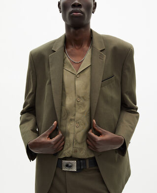 The Kooples HOMME KAKI veste de costume en coton - lin kaki