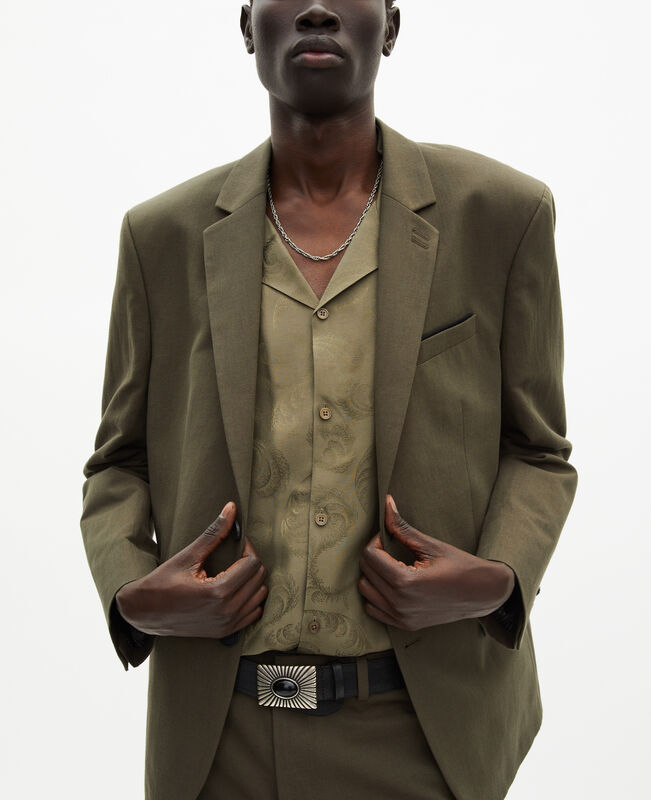 The Kooples HOMME KAKI veste de costume en coton - lin kaki