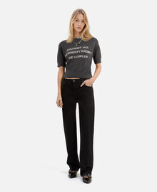 The Kooples FEMME MIDDLE GREY MEL/WHITE pull manches courtes sérigraphie