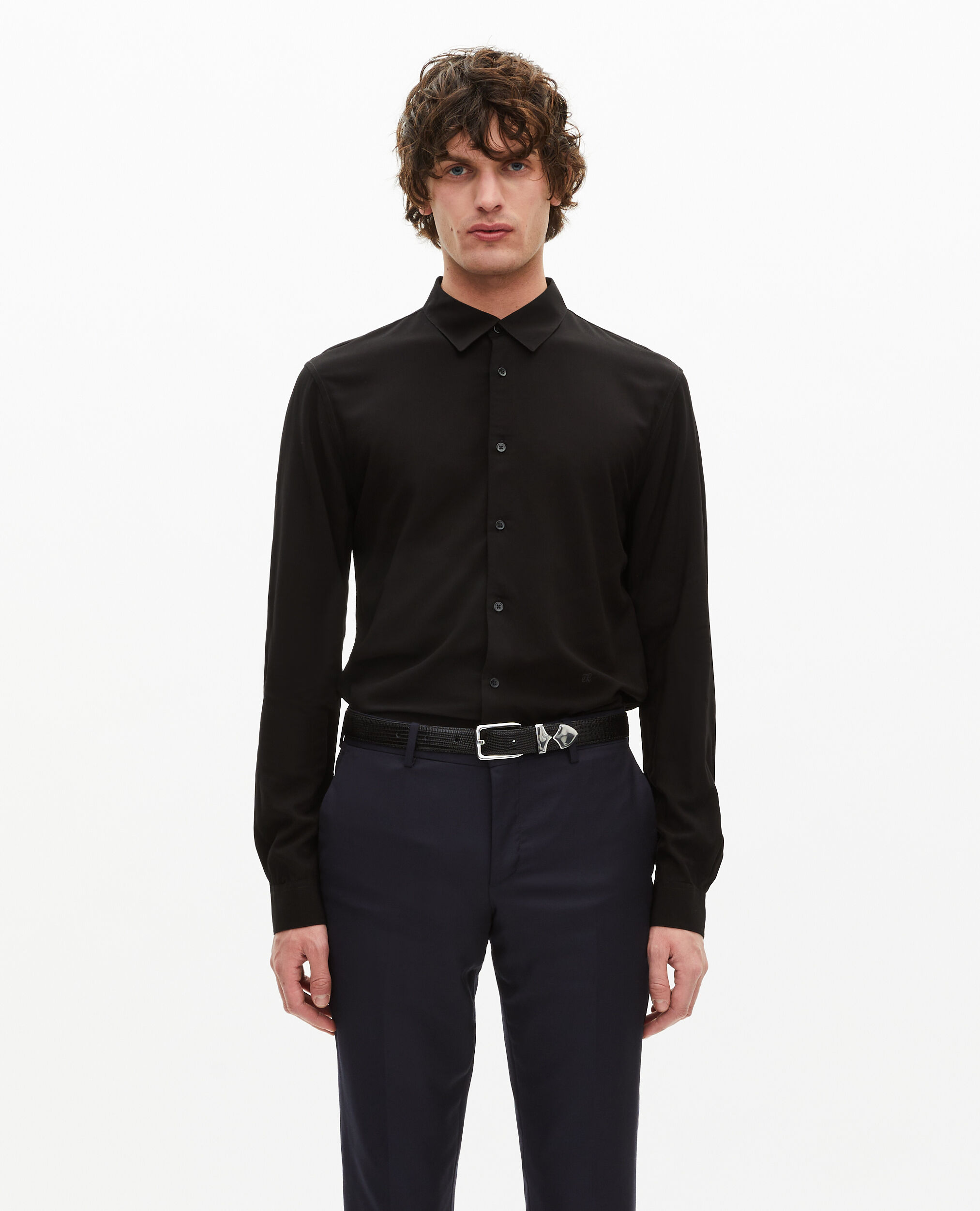 Chemise noire avec broderie, BLACK, hi-res image number null