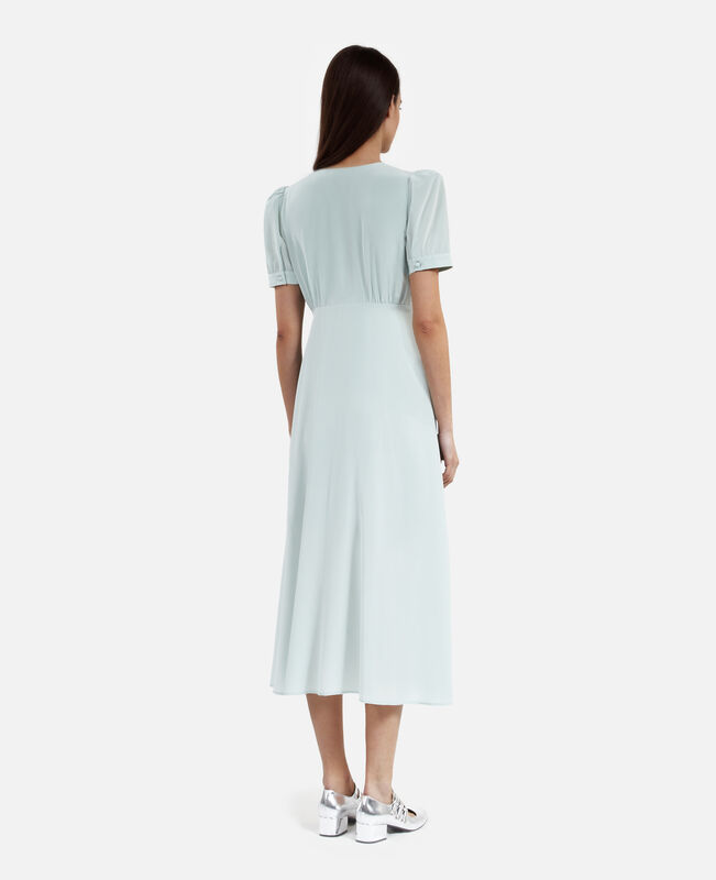 The Kooples FEMME BLUE/GREEN robe longue avec boutonnage en soie bleue
