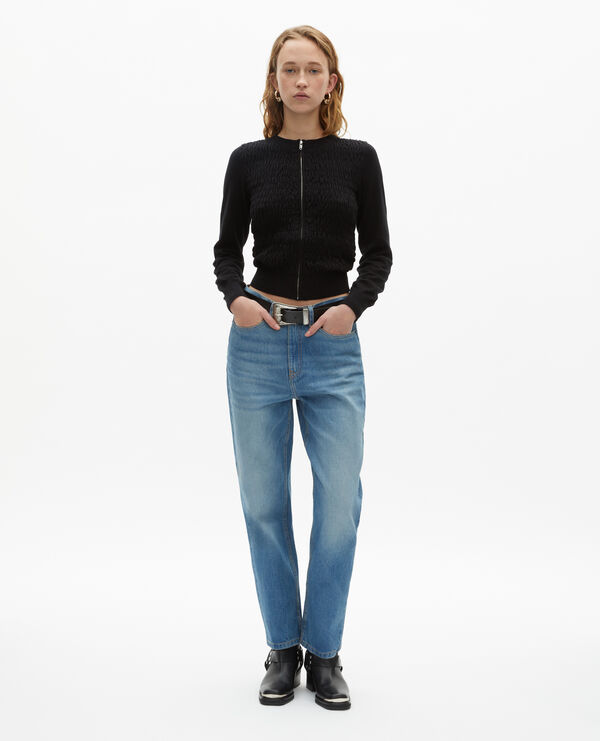 The Kooples FEMME BLACK cardigan en coton zippé noir