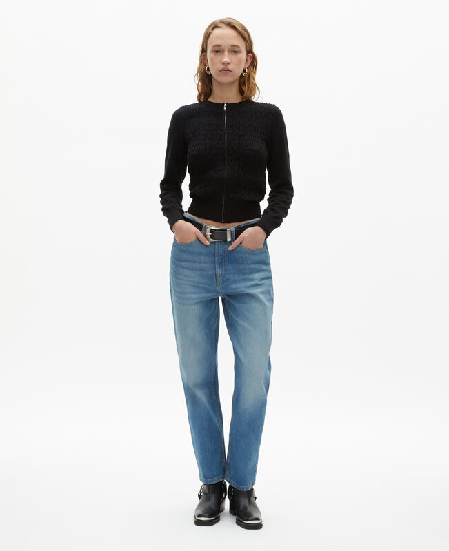 The Kooples FEMME BLACK cardigan en coton zippé noir