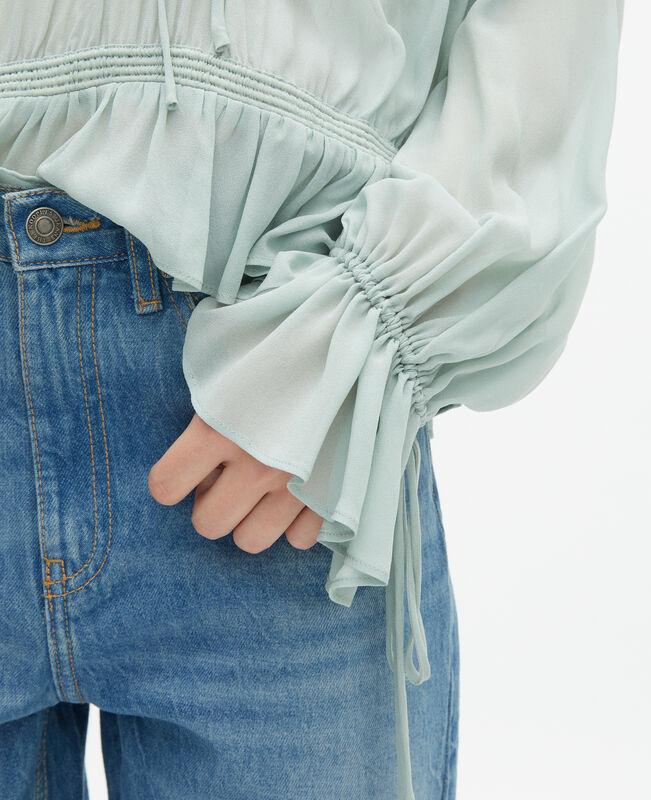The Kooples FEMME BLUE/GREEN blouse avec volants bleue