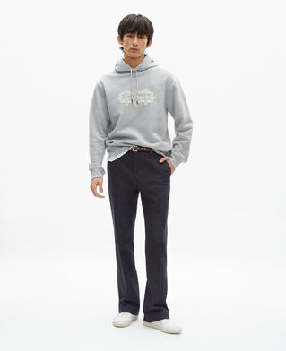 The Kooples MEN LIGHT GREY MELANGE grey embroidered logo hoodie