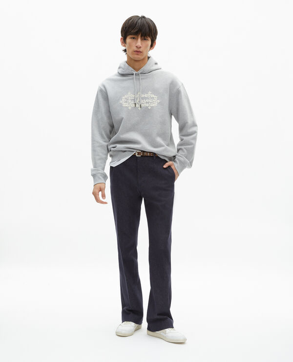 The Kooples HOMME LIGHT GREY MELANGE sweatshirt à capuche avec broderie logo gris