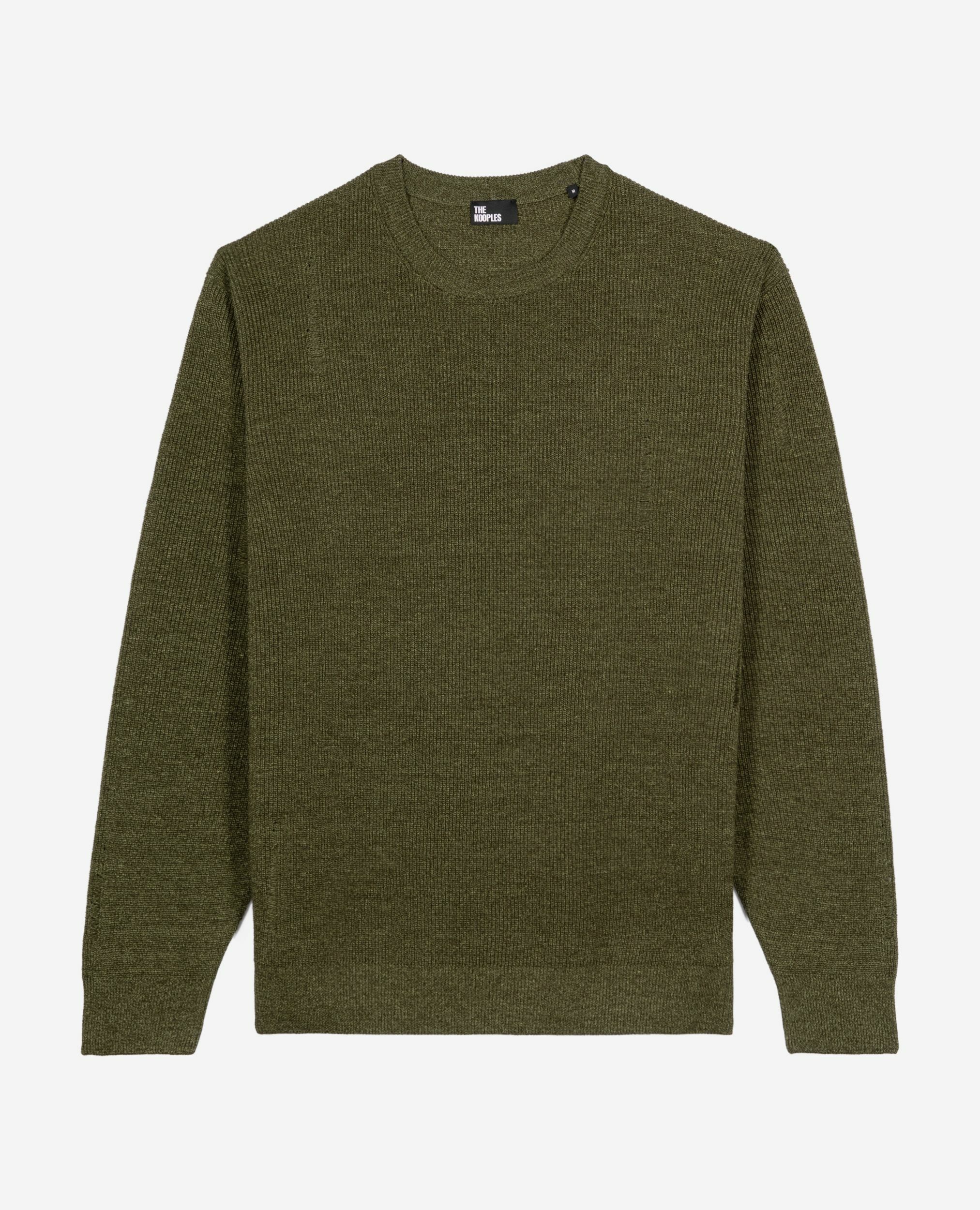 Pull en laine et lin kaki, OLIVE KAKI, hi-res image number null