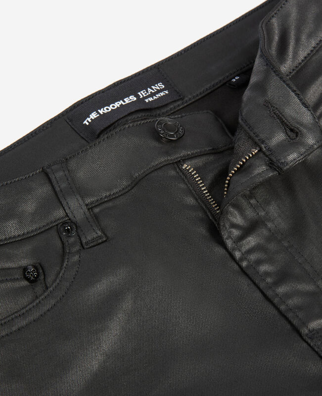 The Kooples FEMME BLACK jean slim effet cuir noir