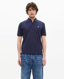 The Kooples HOMME NAVY/ PIPING NAVY polo en coton piqué bleu marine