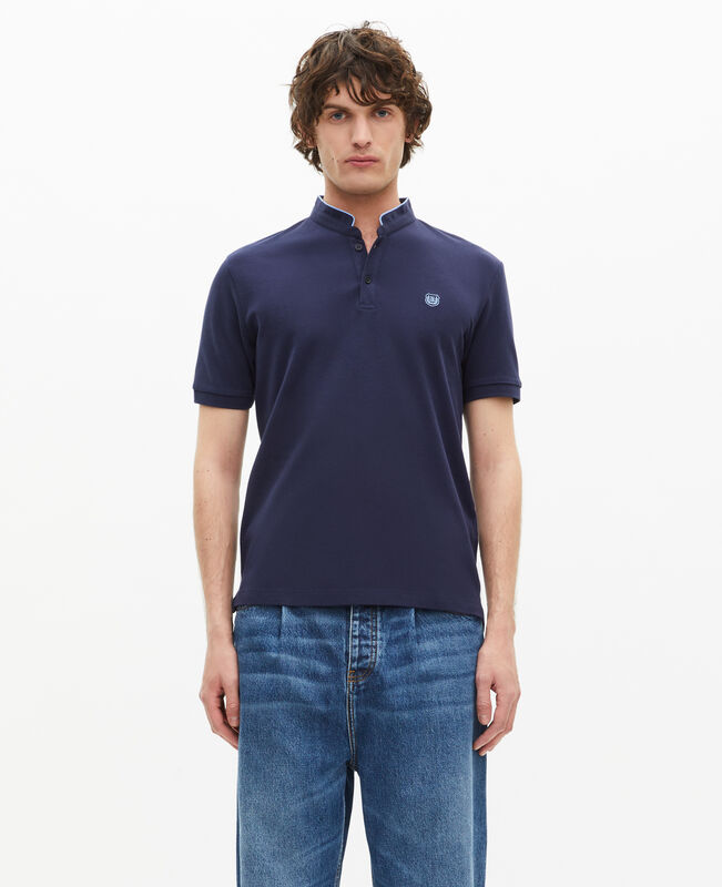 The Kooples HOMME NAVY/ PIPING NAVY polo en coton piqué bleu marine