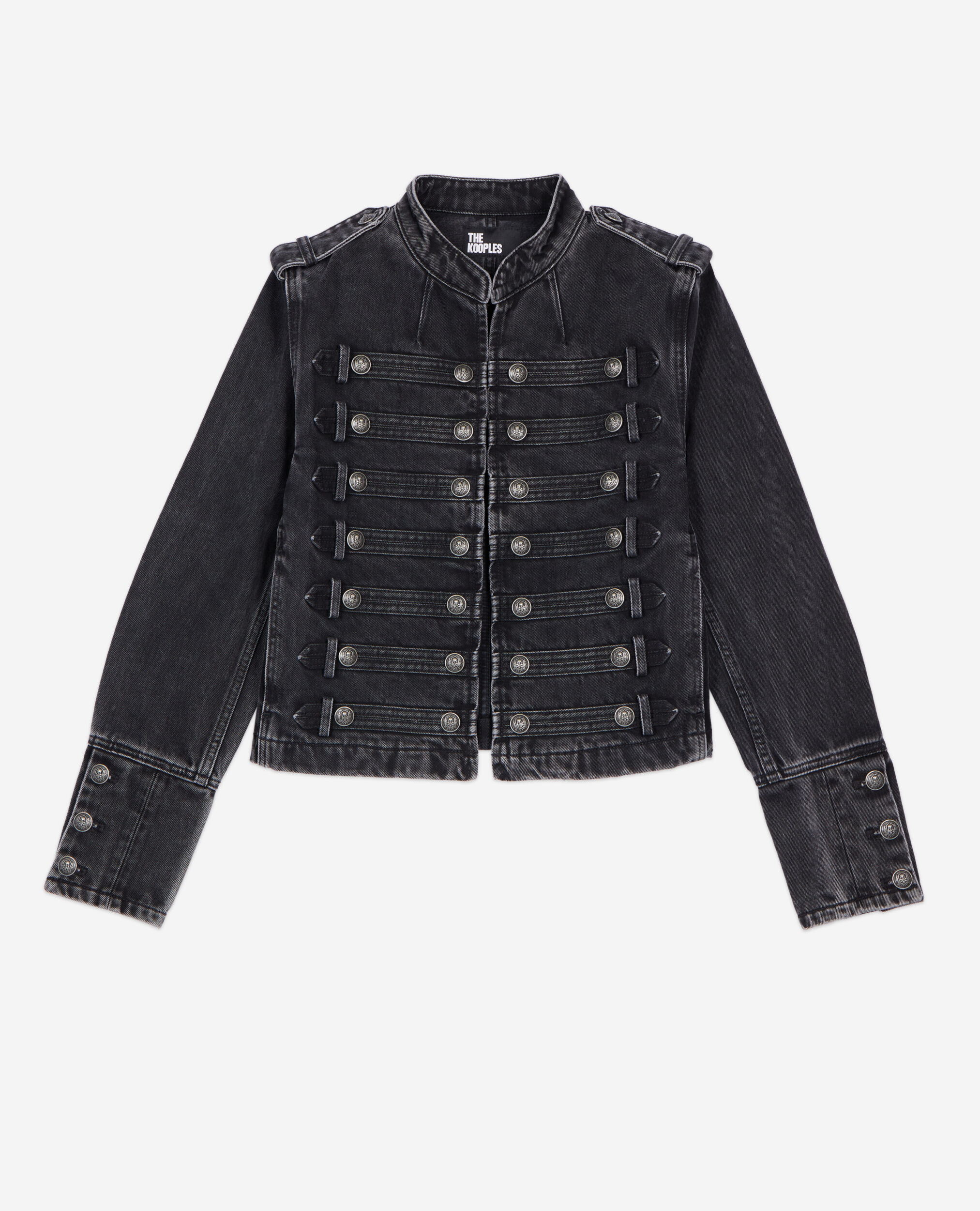 Veste style officier en denim grise, BLACK WASHED, hi-res image number null
