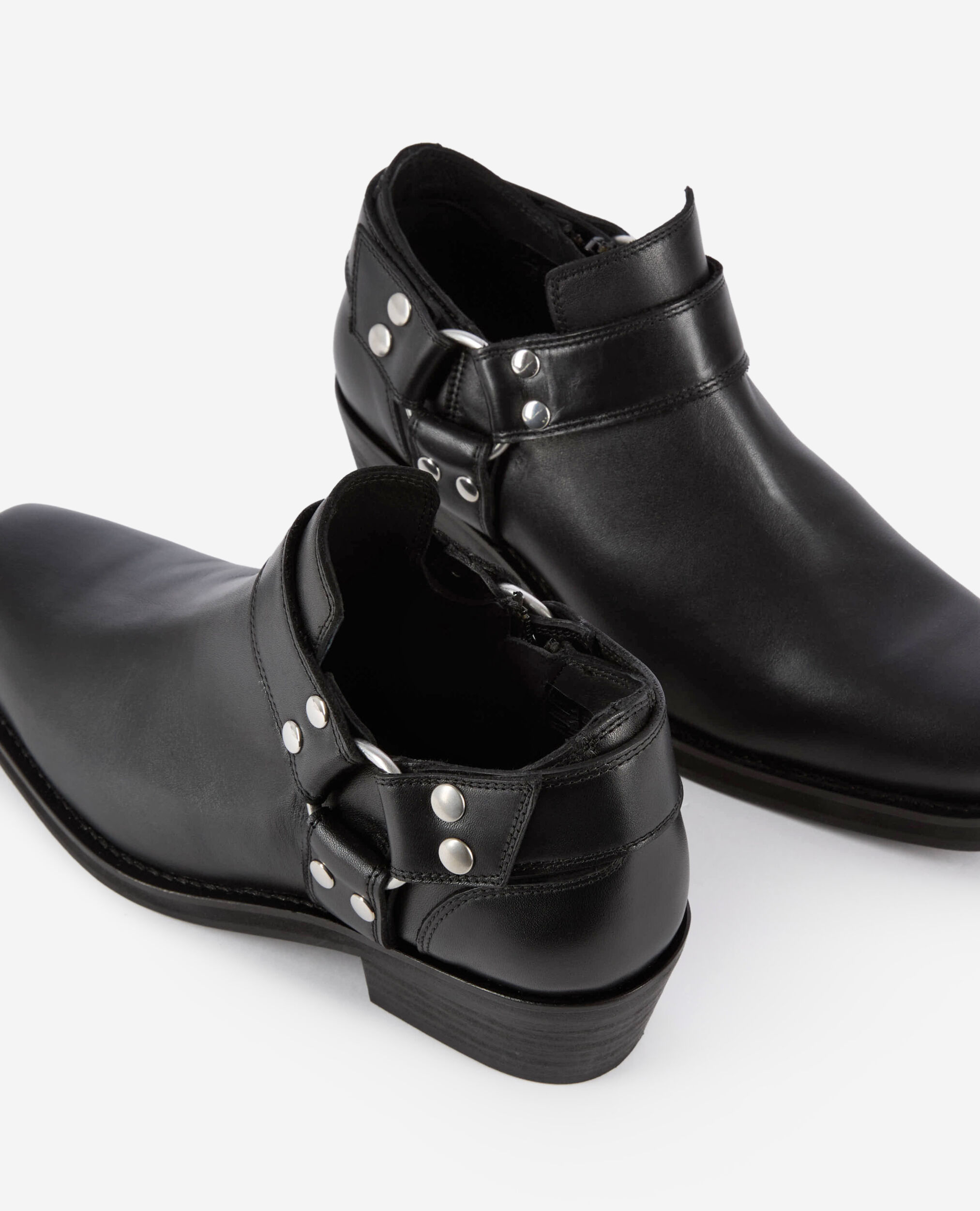 Bottines basses avec sangles en cuir noires, BLACK, hi-res image number null