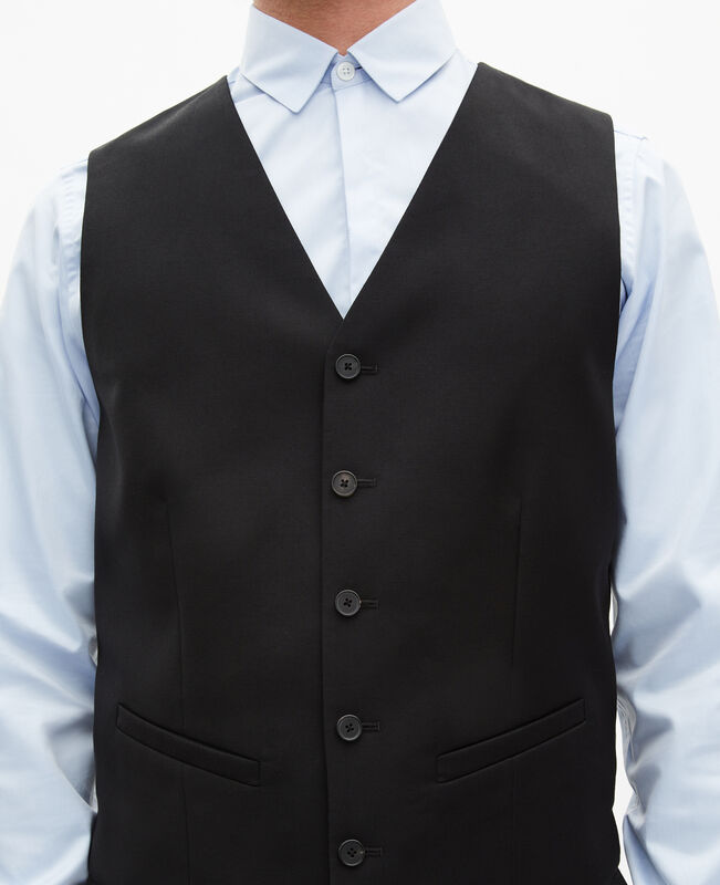 The Kooples HOMME BLACK gilet de costume en laine noir coupe tailleur
