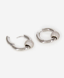 The Kooples FEMME SILVER boucles d'oreilles créole argentée et strass