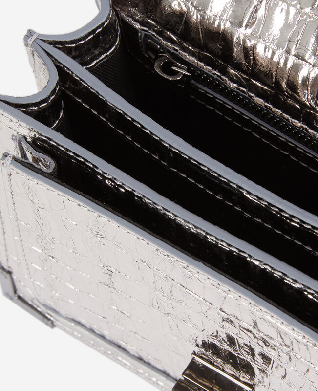 The Kooples FEMME ANTIC SILVER sac emily small effet crocodile cuir argenté