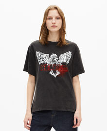 The Kooples FEMME BLACK WASHED t-shirt avec sérigraphie aigle noir délavé