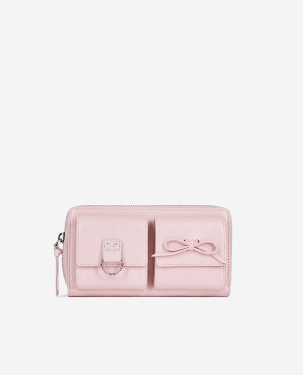 The Kooples FEMME PINK portefeuille amelia en cuir rose
