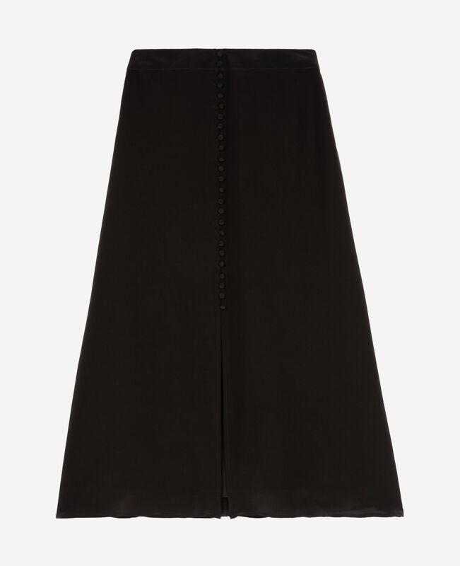 The Kooples FEMME BLACK jupe longue en soie noire