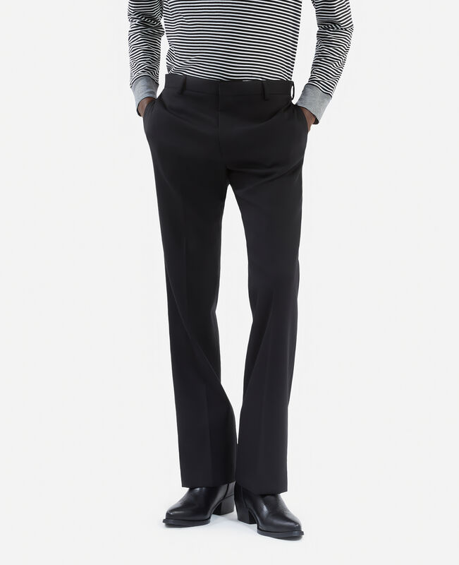 The Kooples HOMME BLACK pantalon droit en laine noir