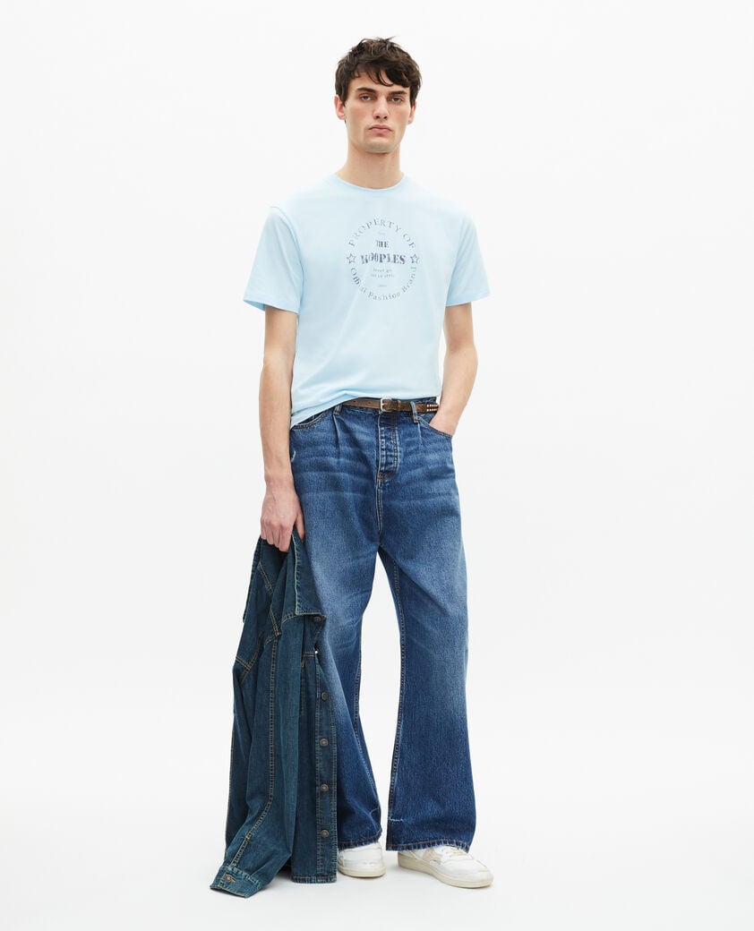 The Kooples HERREN BABY BLUE t-shirt mit hellblauem siebdruck